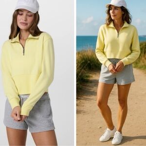 Vuori Pale Yellow Women's Quarter-Zip Sweatshirt